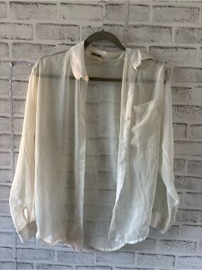 Garage White Collared Button-Front Top